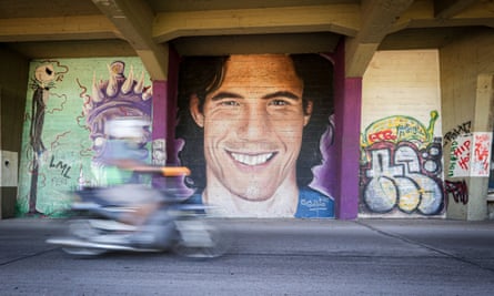 A mural of Edinson Cavani in his home town of Salto.