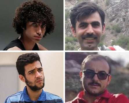 Iran executions: clockwise from top left: Amirhossein Hatami, Babak Alipour, Pouya Ghobadi, Amirali Mirjafari