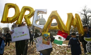 Demonstrators at an immigration rally in support of the Deferred Action for Childhood Arrivals (Daca), and Temporary Protected Status (TPS) programs, in Washington DC on 6 December 2017.