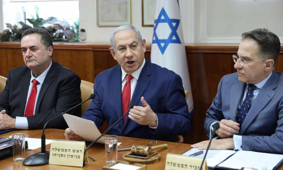 Israeli PM Benjamin Netanyahu (centre) said he was checking if colleagues were paying attention when he referred to Boris Johnson as Boris Yeltsin.