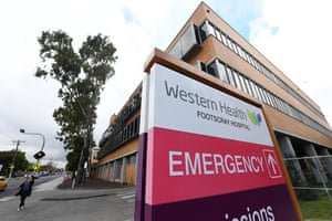 General view of signage outside of the Western Health Footscray Hospital in Melbourne.