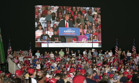 Donald Trump can still reach his base through rallies such as this one in Perry, Georgia, last month, where he addressed a crowd of thousands.