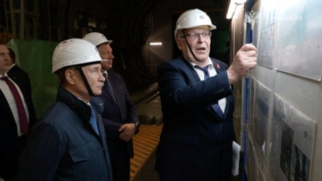 Russian president Vladimir Putin visits the Kursk-II nuclear power plant under construction, in the Kursk region, in this still image taken from video released on Wednesday.