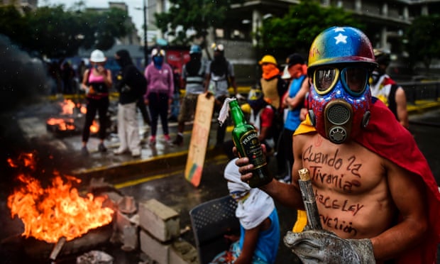 Opposition activists hold a protest against Nicolás Maduro’s new assembly in Caracas last week