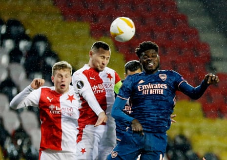 Thomas Partey in action with Jan Boril.
