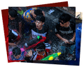 Young people in a shower of water droplets