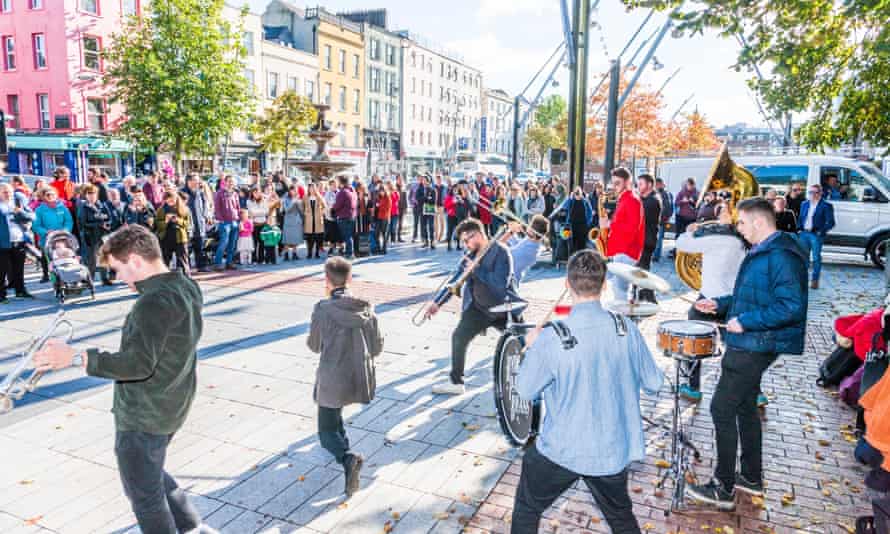 An impromptu performance for the public on Grand Parade during the Cork Jazz Festival.