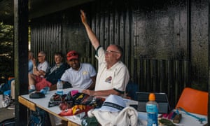 Graces Cricket ClubColin Izzard, scorekeeper, signals to the umpire.