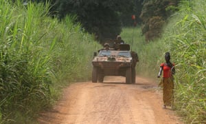 A French armoured vehicle patrols in Sibut, north of Bangui, in Central African Republic.