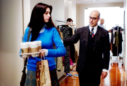 Anne Hathaway and Stanley Tucci in The Devil Wears Prada, 2006.