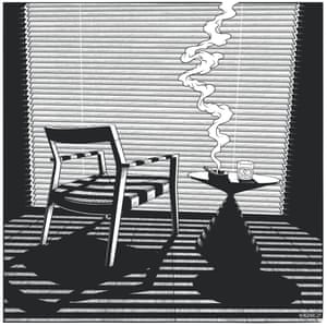 A chair given a film noir makeover by illustrator Martin Reznick.