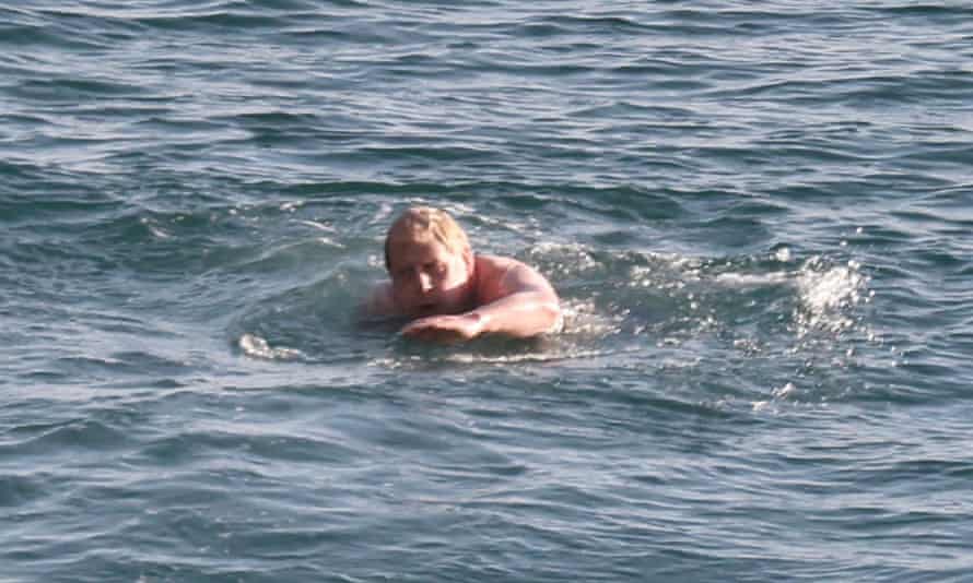 Boris Johnson swims at Carbis Bay, Cornwall