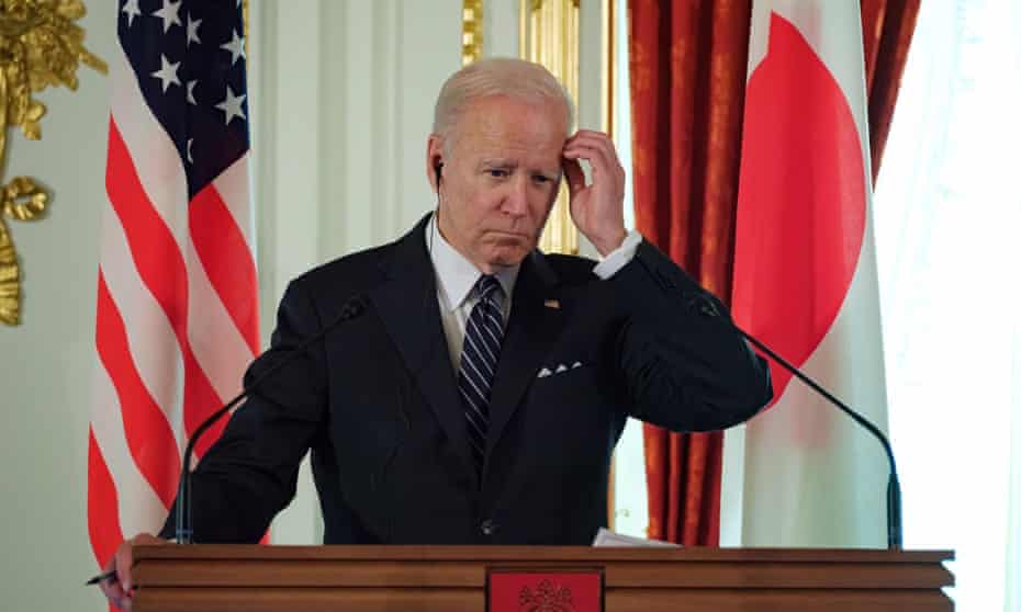 Joe Biden in Tokyo on Monday. Biden has already shown himself less comfortable with shades of grey than his predecessors.