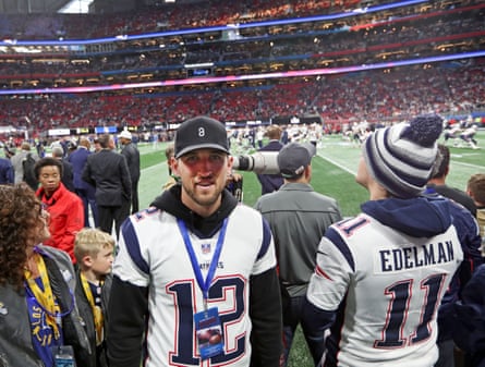 Harry Kane of Tottenham Hotspur on the sidelines of Super Bowl LIII.