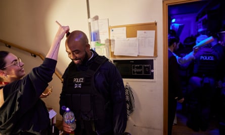 The only make-up Ken receives before the show each night is a brief powder on the top of his head, to reduce excessive shine