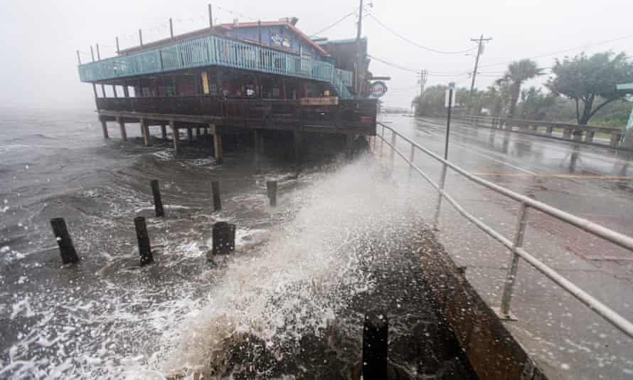 water splashes along a walkway