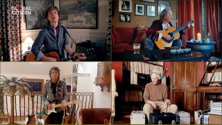 The Rolling Stones performing in the charity event One World: Together at Home.