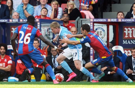 Kevin De Bruyne causes problems for Crystal Palace on his Manchester City debut in September 2015.