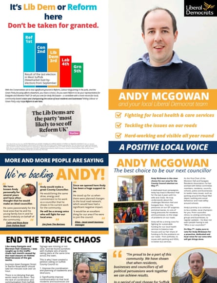 A Liberal Democrat leaflet from Eastgate and Moreton Hall in Suffolk.