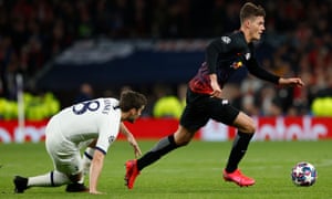 Patrik Schick leaves Harry Winks on the ground during what was a relentless RB Leipzig performance.