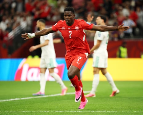 Breel Embolo celebrates scoring Switzerland's first goal