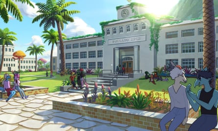 Don’t be fooled by the dinosaurs … Goodbye Volcano High is modern.