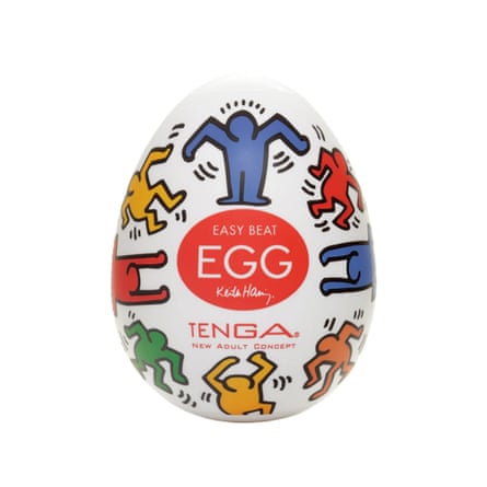 Keith Haring style decorated white egg
