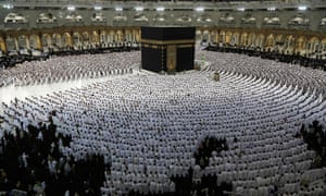 Muslims pray around the Kaaba, Islam’s holiest shrine, at the Grand Mosque complex in Mecca, Saudi Arabia