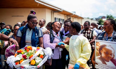 Family and colleagues of Belinda Kasongo, 30, who was part of the Ministry of Health vaccination team and was killed by armed men on 28 November 2019 in Biakato, attend her funeral at Goma´s cathedral on November 30, 2019.