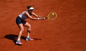 Barbora Krejcikova hits a return.