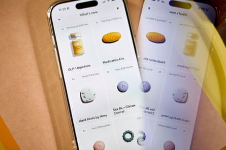 A telehealth marketplace advertises different kinds of medication