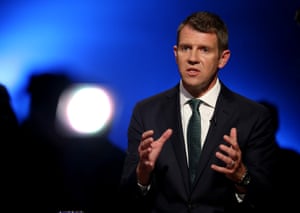 The former New South Wales premier Mike Baird during the 2015 leaders’ debate, which was sponsored by Seven News and the Daily Telegraph