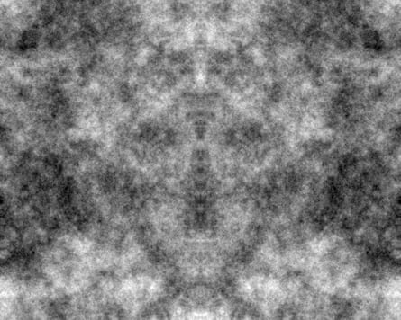 Static image of visual noise which appears like a face