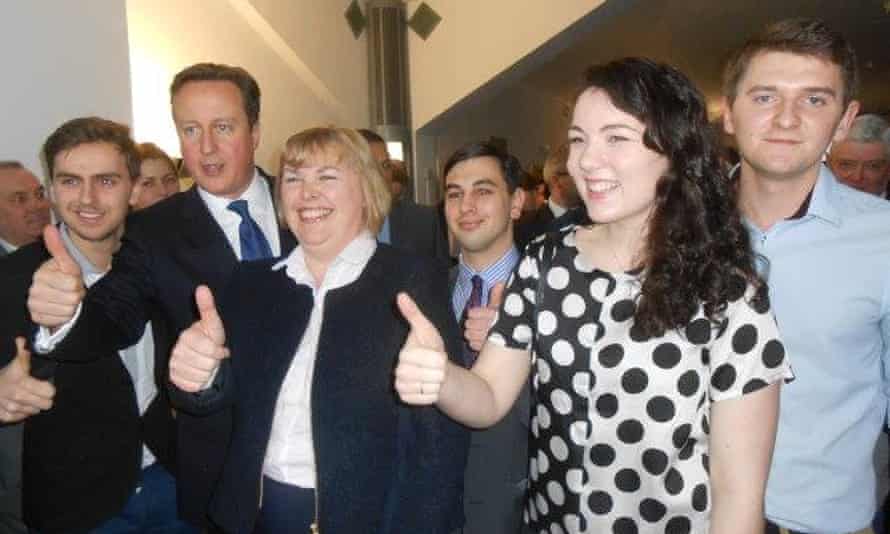 Elliott Johnson with Jane Hunt, Conservative candidate for South Nottingham, and David Cameron.
