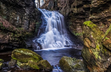 Hareshaw Linn waterfall.