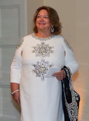 Hancock Prospecting chairwoman Georgina Rinehart arrives for the state dinner.