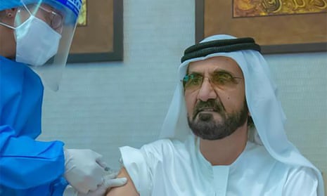 The ruler of Dubai, Sheikh Mohammed bin Rashid al-Maktoum, receives the Sinopharm vaccine as part of the UAE trial.