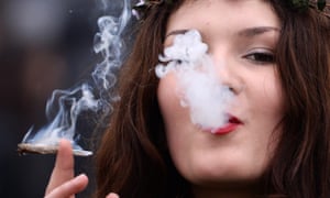 A woman smokes cannabis at last year’s 420 event in Hyde Park.