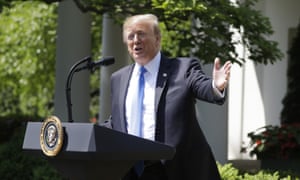 President Donald Trump speaks during a National Day of Prayer event in the Rose Garden of the White House.