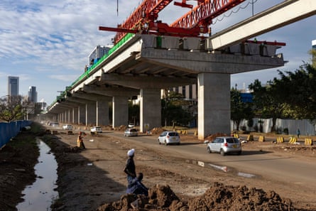 Construction of the expressway in central Nairobi