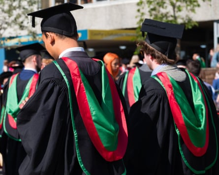 Graduates were traditional mortar boards, gowns and red and green capes after receiving their degrees at Aberystwyth University