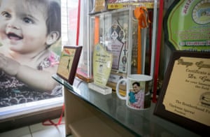 Awards that Dr Rakh has won are displayed in his office at the hospital