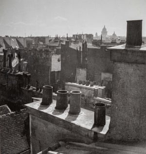Roofs [Notre-Dame and The Pantheon in the Distance], Paris, (Toits [Notre-Dame et le Panthéon au Loin], Paris), c.1935Contact Prints demonstrates the beginnings of a surrealist oscillation between the banal and the absurd. Spanning unpeopled Parisian rooftops, off-guard acquaintances and sun-dappled bodies of open water, Maar’s photography is indiscriminate, capitalising on quiet, unseen detail
