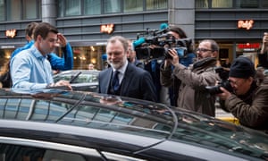 Britain’s ambassador to the EU, Sir Tim Barrow, attended by the media.