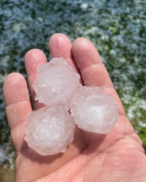 Hail stones in Greenwith South Australia. A large storm hit South Austtralia, with damaging winds and hail stones.