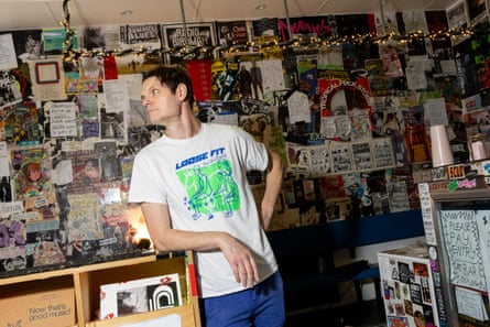 Jim Flanagan looks around inside his Sydney music venue Lazy Thinking