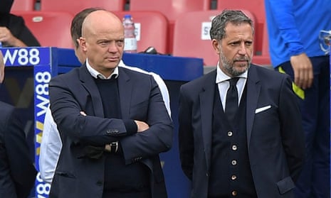 Steve Hitchen (left) and Fabio Paratici, Tottenham’s managing director of football, at Crystal Palace last September.
