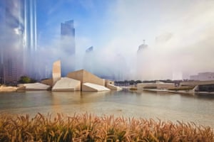 The Qasr al-Hosn, one of the oldest landmarks in Abu Dhabi, is shrouded in morning fog