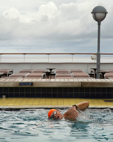 A passenger in the ship’s pool.