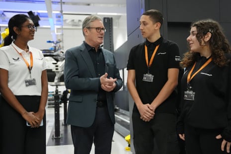 Keir Starmer on a visit to McLaren Automotive in Surrey this morning.